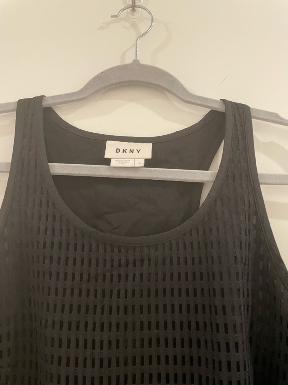 DKNY Black Mesh Overlay Tank Top